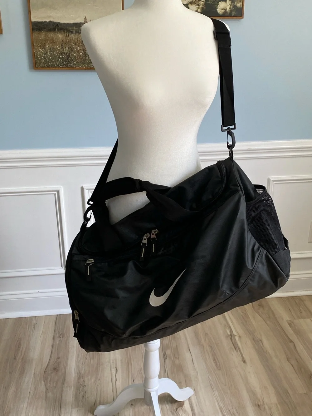 Nike Black Duffle Bag with White Swoosh